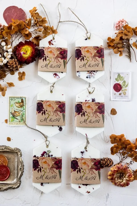 Personalized, handmade Autumn, Winter Soy Wax Favors for your Wedding Guests