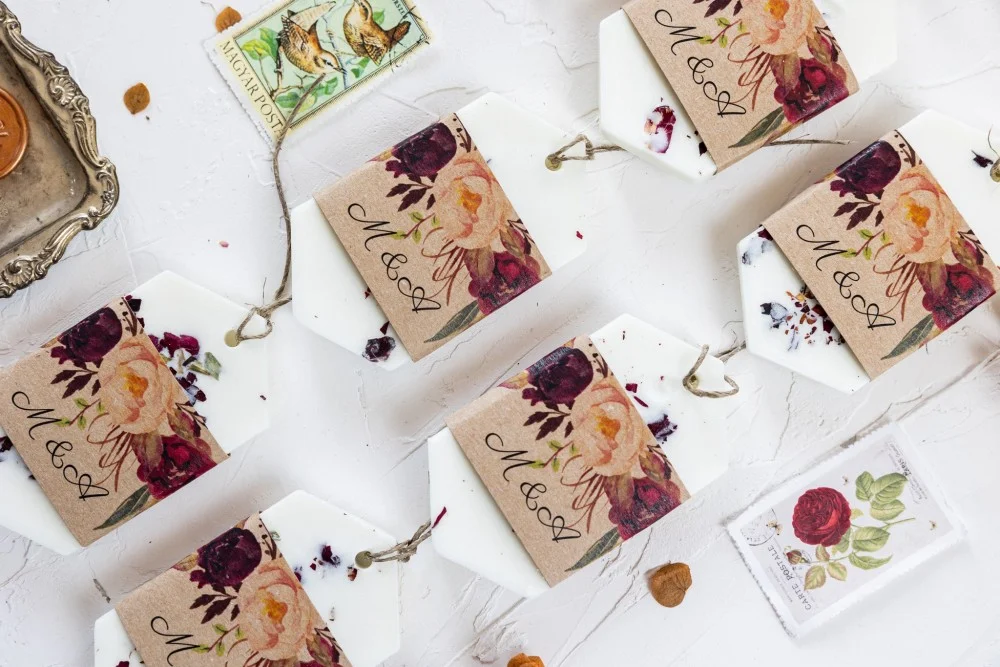 Personalized, handmade Autumn, Winter Soy Wax Favors for your Wedding Guests