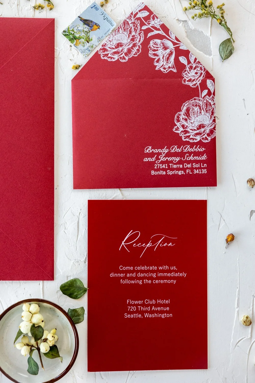 Invitation de mariage en acrylique ou en verre de couleur Bourgogne, invitations de mariage rouge foncé