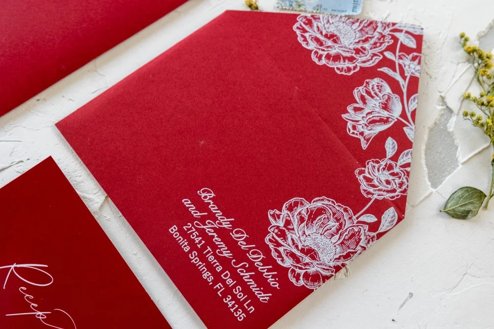 Invitation de mariage en acrylique ou en verre de couleur Bourgogne, invitations de mariage rouge foncé
