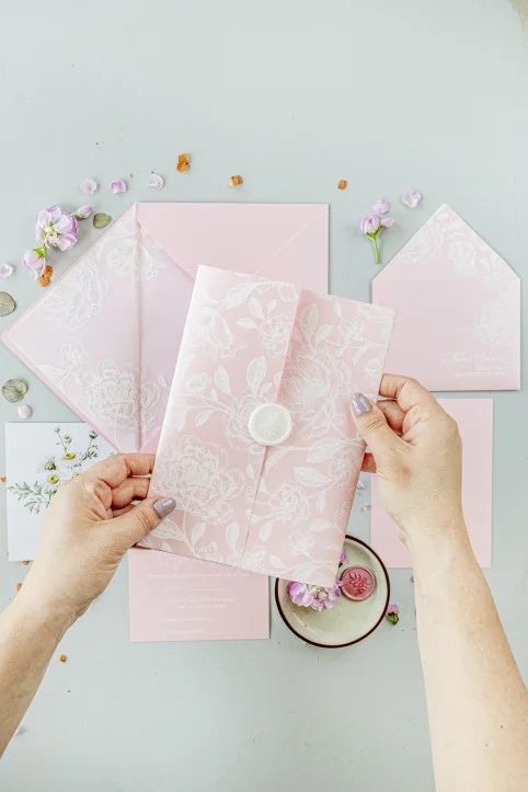 Acryl oder Glas Hochzeitseinladung, Dusty Pink Hochzeitseinladungen, Transparent Rosa Einladungen