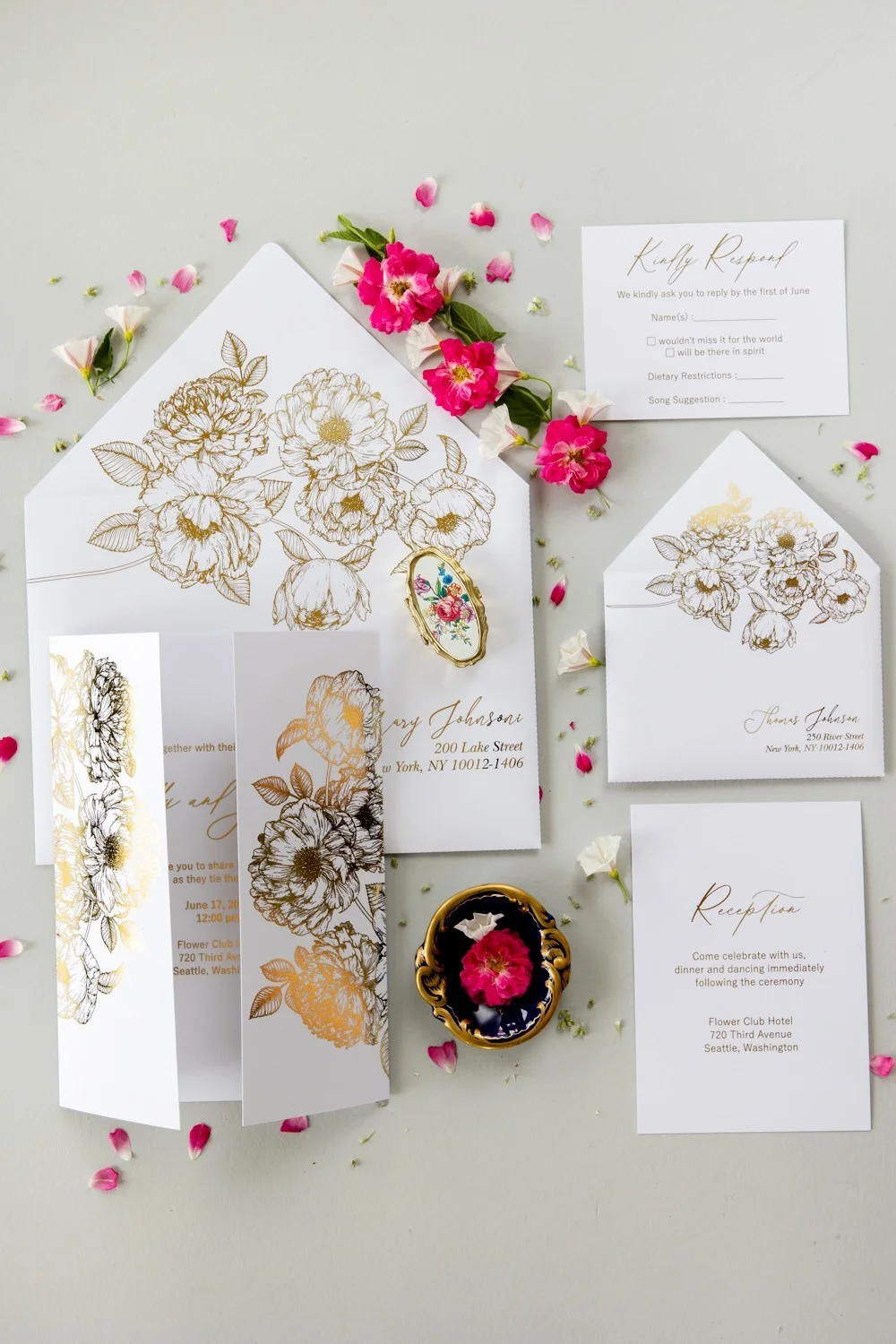 Gold Foiled Wedding Invitation, Elegant Bespoke Gold Wedding Invitation Suite, Glamour Wedding Invites, Custom Luxury Invitation