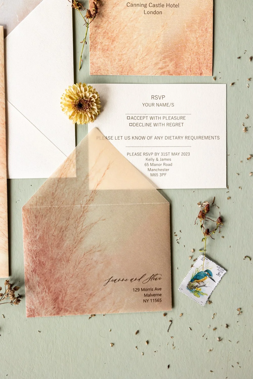 invitation de mariage moderne et bohème à l'herbe des pampas, ensemble d'invitations de mariage florales
