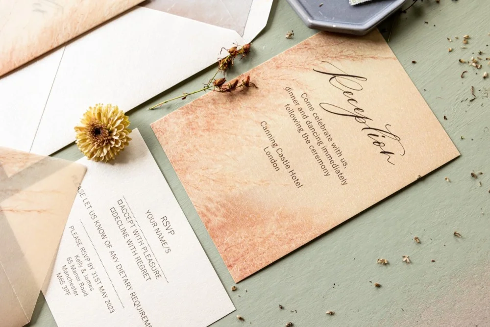 invitation de mariage moderne et bohème à l'herbe des pampas, ensemble d'invitations de mariage florales