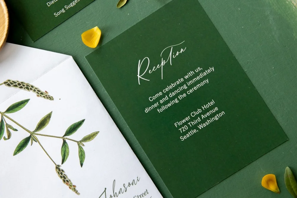 Invitation de mariage en acrylique ou en verre, invitations de mariage vertes, invitations de mariage en forêt