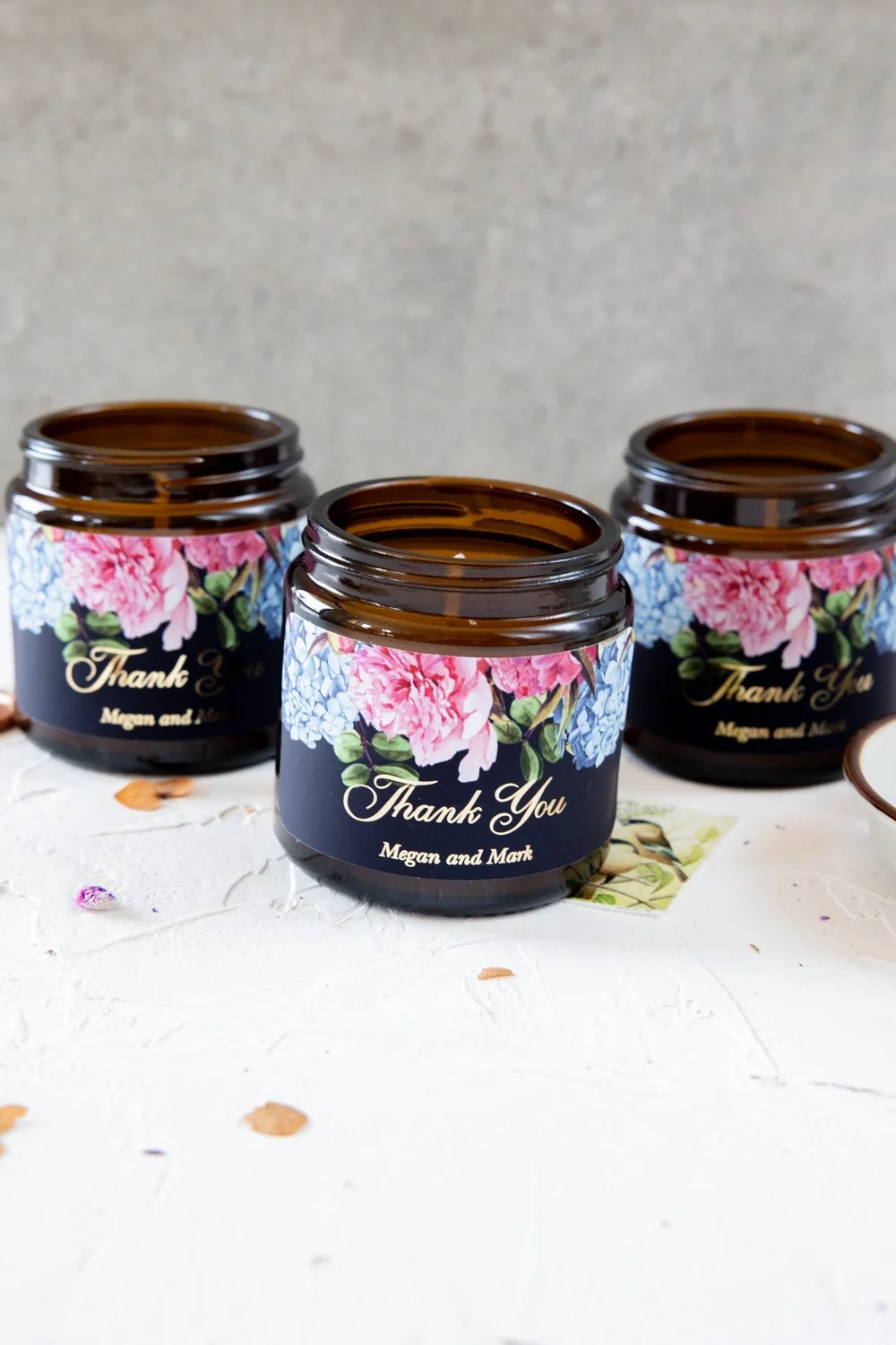 Wedding Favors Hydrangea | Navy Blue Favors | Pink peonies Favors | Bridal Shower Favors | Soy Wax Jar Candles