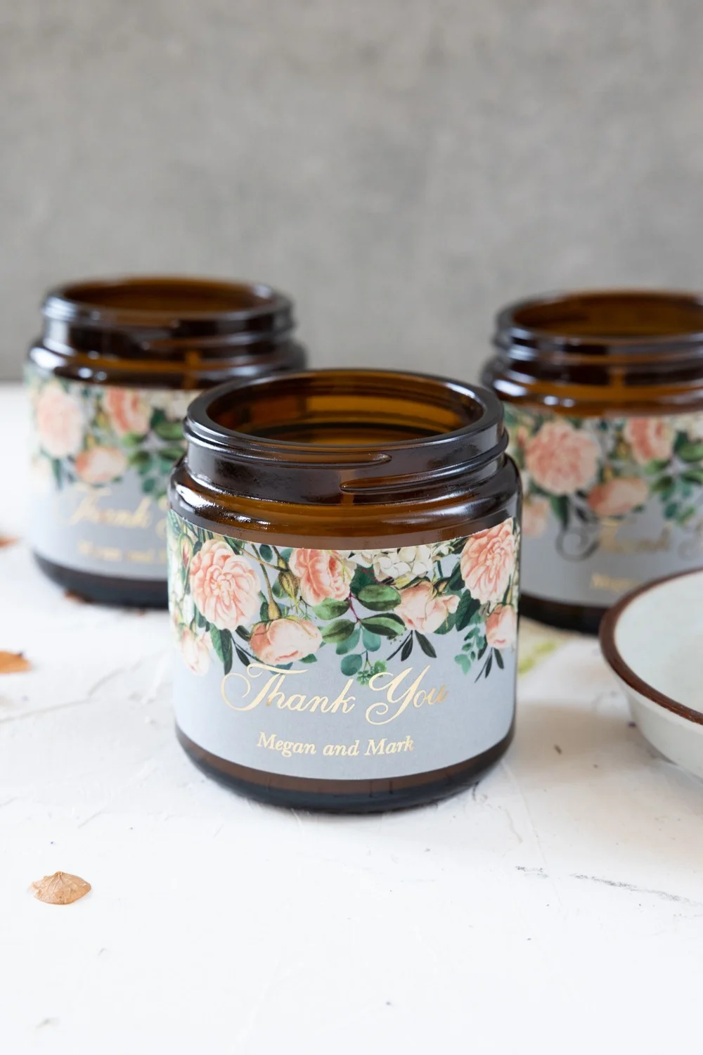 Soy Wax Jar Candles - S25: Blush Pink Roses & Peach Scented | Bridal Shower Favors - S25