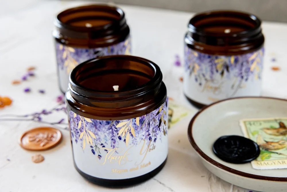 Wedding Favors for Guests in bulk | Lavender Favors | Glass Jar Candle | Thank You Favors | Soy Wax Candles