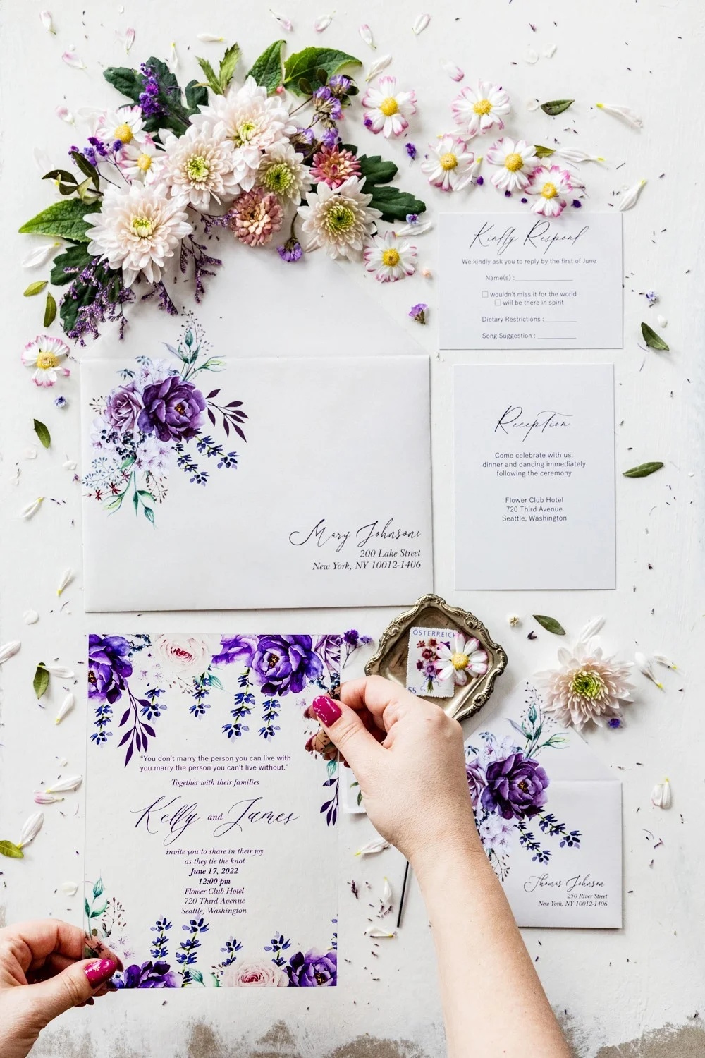 Burnt Floral Clear Acrylic Wedding Invitation Sample | Acrylic Invitations