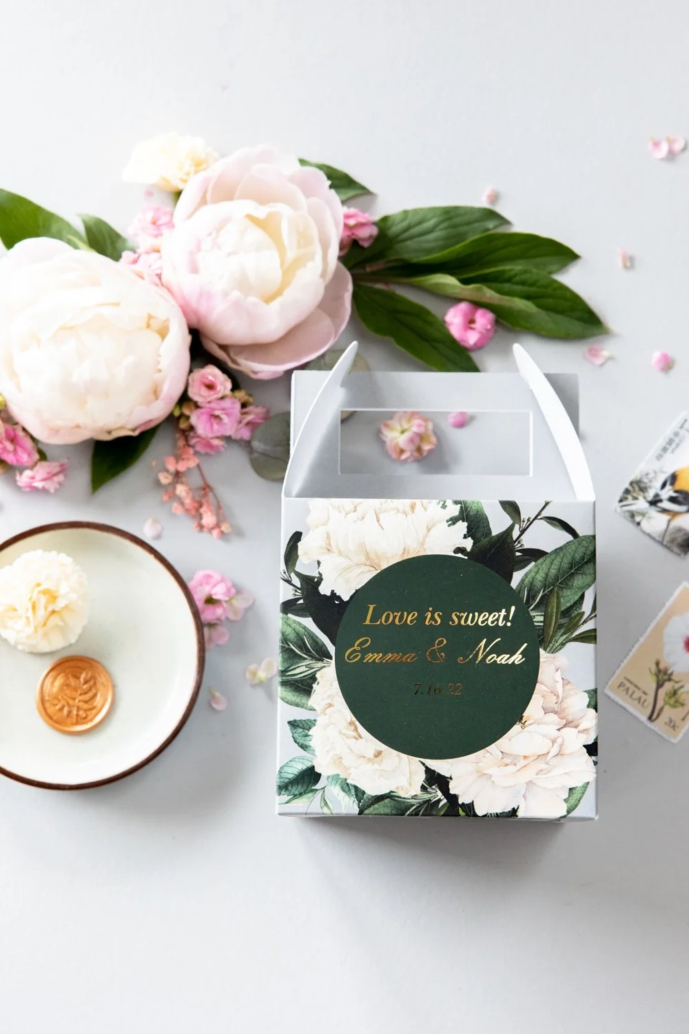 Cajas Boho personalizadas para dulces con nombres - Pasteles de boda & Bolsa bienvenida BX3
