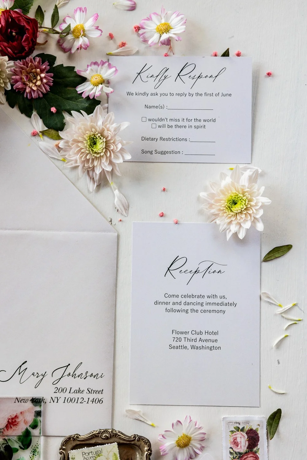 Invitación de boda en rosa rubor, Invitación de boda en vidrio o acrílico con rosas y peonías