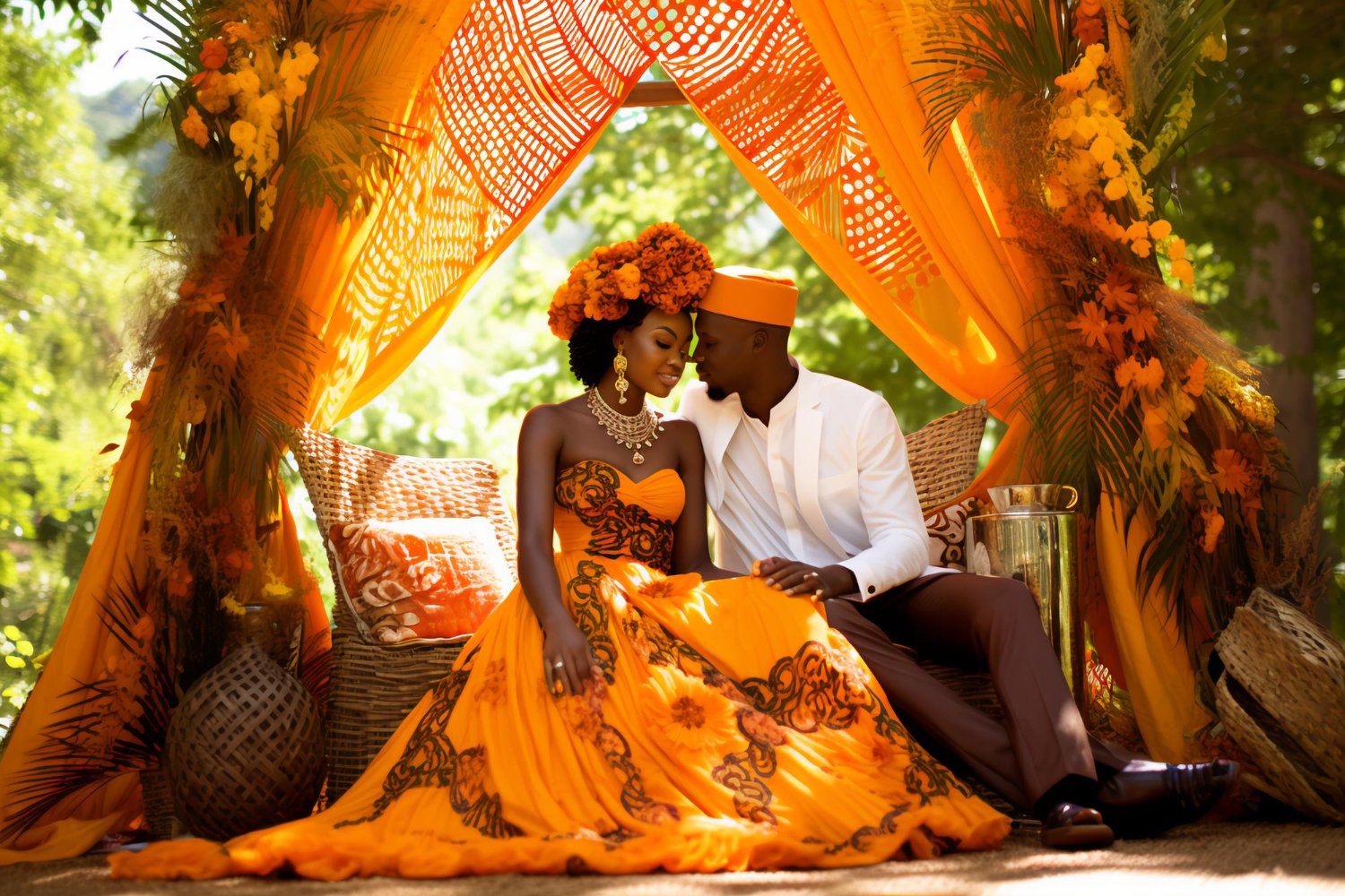 Tangerine Dreams Embracing African Heritage in Exquisite Wedding Palettes