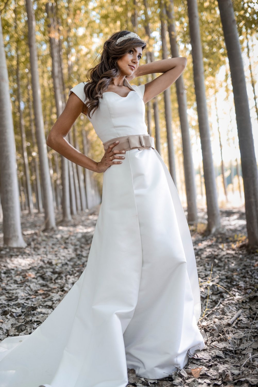 beautiful bride outdoors in a forest