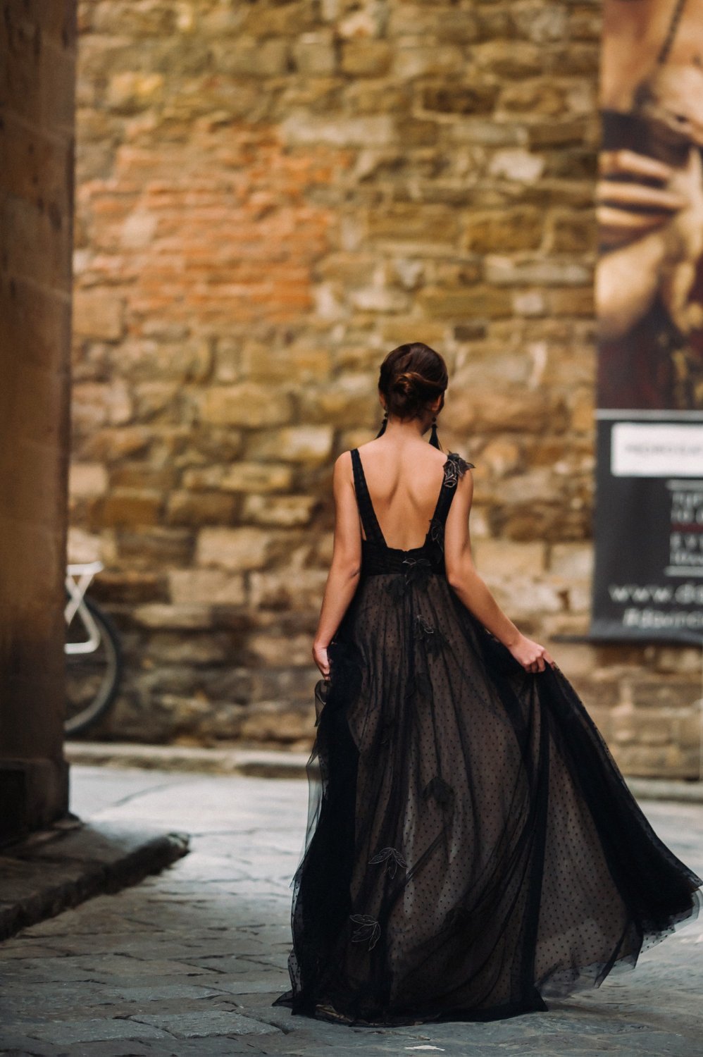 beautiful stylish bride in a black dress