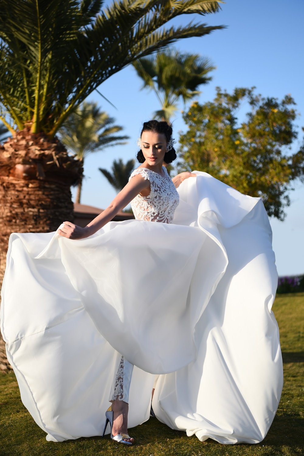 bride in beautiful gypsy wedding long dress