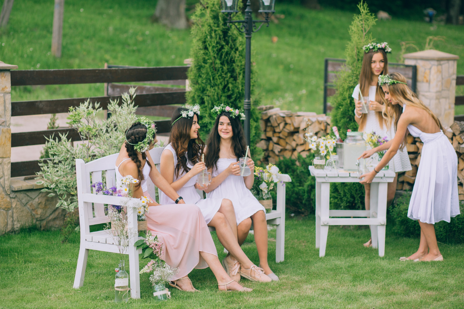 girlfriends and bride celebrate hen party