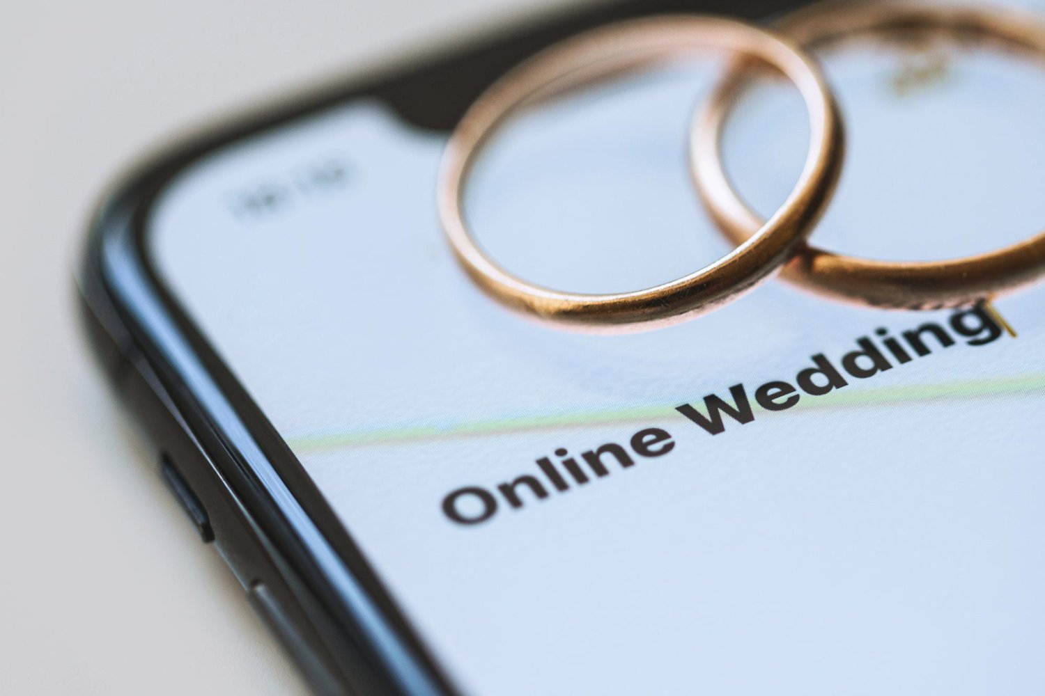 smartphone and the text on the screen online wedding