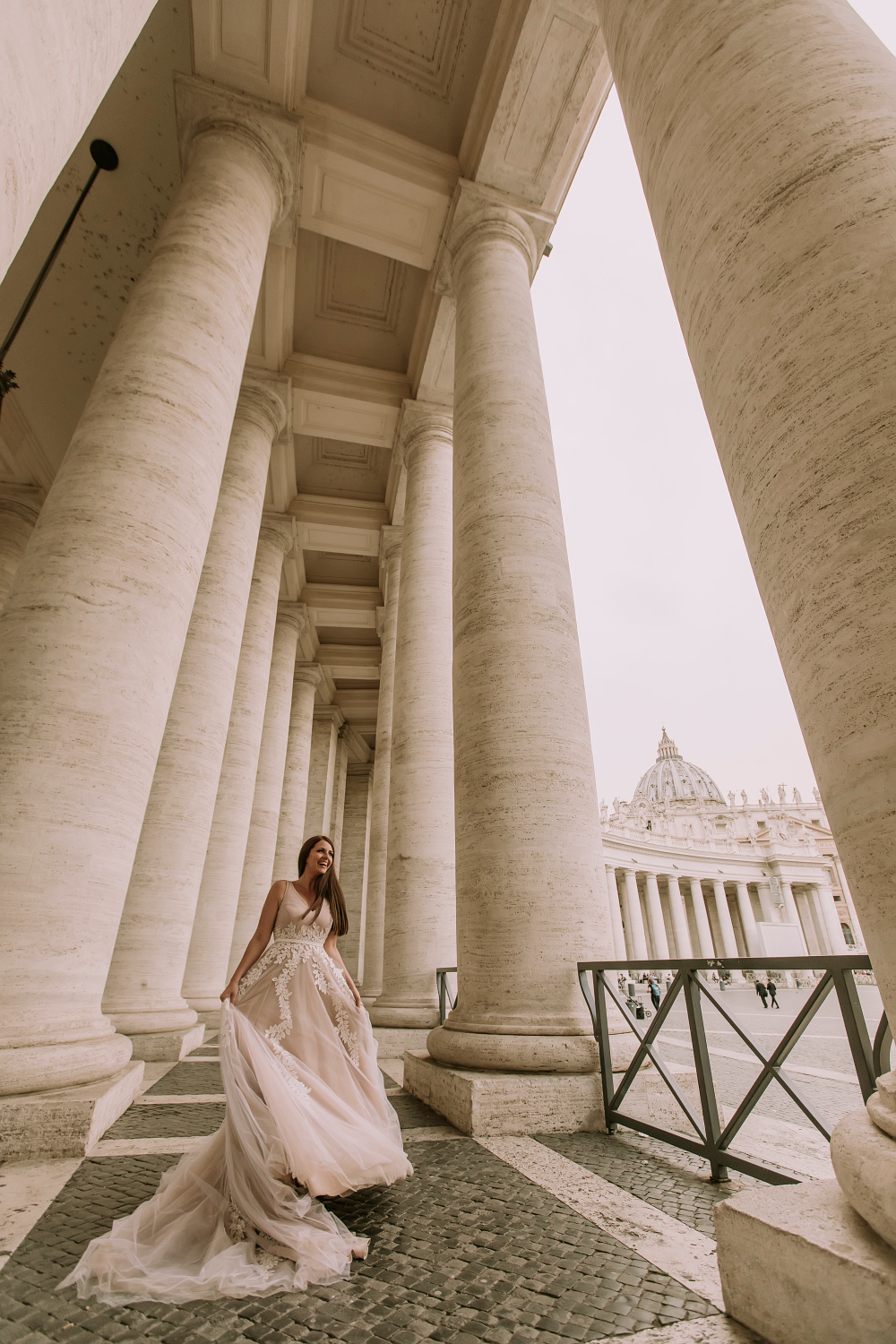 pretty young bride in wedding dress