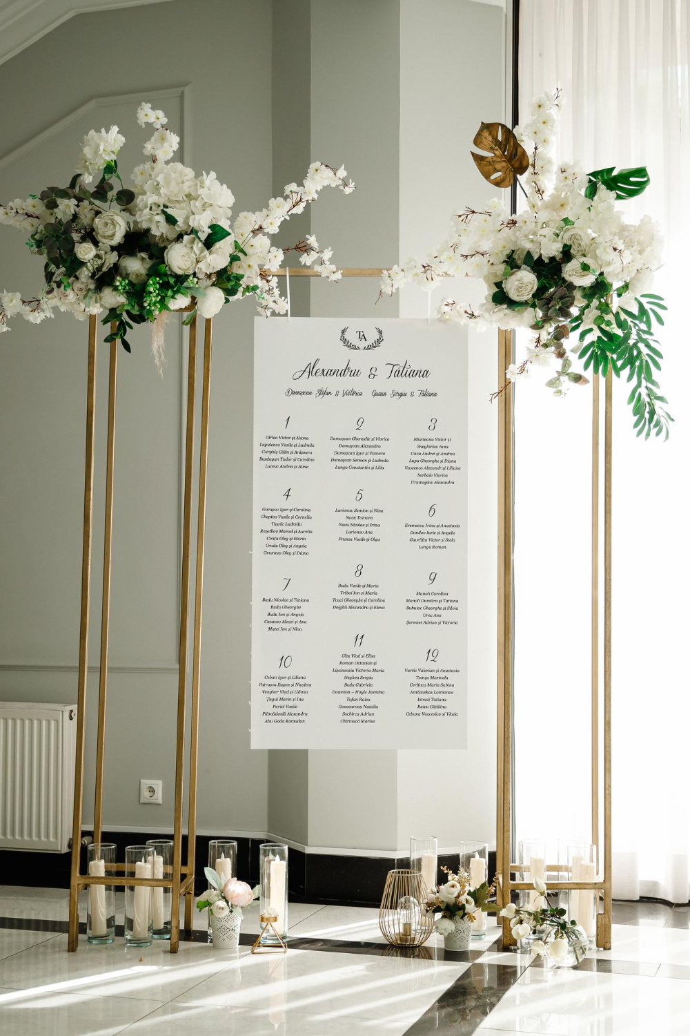 wedding table decorated with white flowers